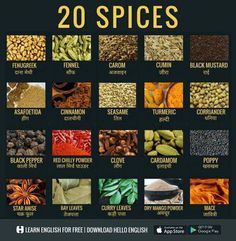 the poster shows different types of spices