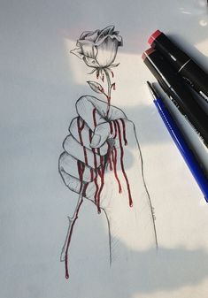 Hand Holding Rose, Rose Blood, What Do You Feel, Dark Art Drawings, Hand Draw, Pencil Art Drawings