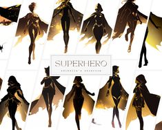 💥💫 Unleash the power of heroism with our "Female Superhero Silhouette" Clipart Bundle - Set of 12 - Digital Download - Free Commercial Use! ️🎨 🌟 Description 🌟 Embark on a courageous journey with our "Female Superhero Silhouette" Clipart Bundle! This empowering collection features twelve dynamic illustrations showcasing fierce and fearless female superheroes in action, each meticulously crafted to inspire strength and resilience. Perfect for adding a touch of heroic energy to your digital pr Superhero Suit Design Female, Superhero Silhouette, Female Superhero, Clothing Design Sketches, Silhouette Illustration, Real Model, Superhero Theme, Superhero Design, Educational Materials