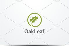 the oak leaf logo is designed in green and gray colors, with an oval shape