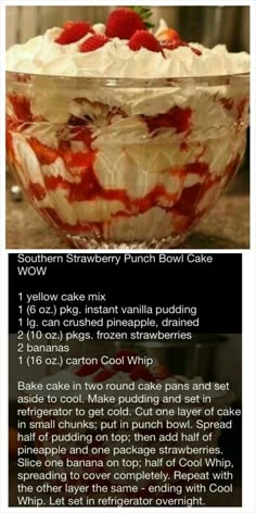 the recipe for strawberry punch bowl cake