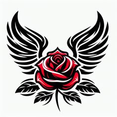 a rose with wings on it