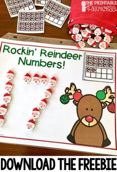 rudolph the reindeer printable numbers for preschoolers to practice number recognition and counting skills