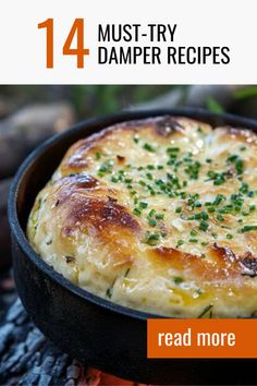 a skillet filled with food sitting on top of a table