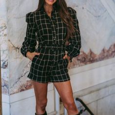 Nwt- These Three Boutique Tweed Black And Gold Romper With Belt Tweed Romper, Gold Romper, Black And Gold, Rompers, Boutique, Customer Support, Full Service, Women Shopping, Gold