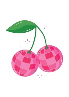 cherry, disco, disco ball, cherry disco ball, green, fruit, fruit bowl, apple, berry, berries, glitter, pink, red, magenta Cherry Disco Ball, Disco Ball Sticker, Cherry Disco, Cherry Drawing, Diy Tote Bag Design, Apple Berry, Cherry Tattoos, Retro Art Prints, Ball Aesthetic