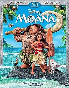 the movie moana is shown in front of an ocean scene with a man and woman