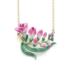 Elegant Brass Flower Necklaces, Elegant Flower Shaped Brass Necklaces, Elegant Brass Flower Necklace, Elegant Flower-shaped Brass Necklace, Elegant Hand-painted Gold Necklaces, Elegant Hand Painted Gold Necklaces, Elegant Hand Painted Gold Jewelry, Elegant Hand Painted Necklaces As Gift, Elegant Hand Painted Necklaces For Gifts