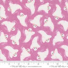 a pink background with white bears on it