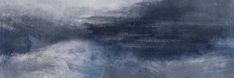 an abstract painting with blue and grey colors on the bottom half of it, overcast skies