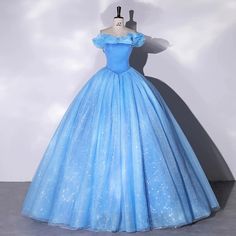 Fantasy Prom Dress, Blue Sequin Prom Dress, Dresses For Formal Events, Off Shoulder Ball Gown, Glitter Prom Dresses, Quinceanera Dresses Blue, Banquet Dresses, Blue Ball, Graduation Dresses