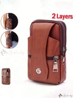 Bird in Bag - Multi-Functional PU Leather Waist Bag With Belt Clip Brown Travel Belt Bag, Portable Brown Pouch Belt Bag, Functional Brown Phone Shoulder Bag, Functional Brown Shoulder Phone Bag, Brown Multifunctional Shoulder Bag, Brown Multifunctional Portable Shoulder Bag, Multifunctional Brown Pouch Bags, Brown Multifunctional Shoulder Bag With Phone Pocket, Brown Multifunctional Shoulder Bag With Mobile Phone Pocket