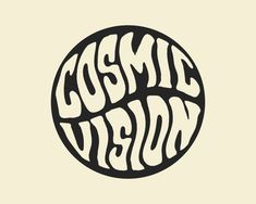 a black and white logo with the words cosmic vision in it's center circle