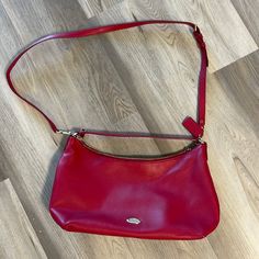 Red Genuine Leather, Crossbody Strap, Never Worn Classic Red Shoulder Bag With Zipper Closure, Elegant Red Shoulder Bag With Zipper Closure, Elegant Red Shoulder Bag With Zipper, Red Coach Shoulder Bag For Evening, Coach Red Evening Bag, Red Coach Evening Bag, Formal Red Coach Shoulder Bag, Elegant Red Coach Shoulder Bag, Coach Purse