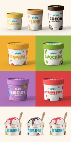 six ice creams with different flavors and colors