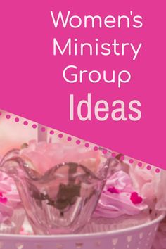 women's ministery group ideas cover with pink flowers in a glass vase and polka dots