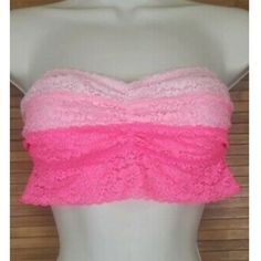 - Adorable Three-Tone Pink Strapless Bralette/Bandeau From Vs Pink. - Like New Condition, Tags Were Taken Off But This Was Never Worn - Last Picture Is A Stock Photo To Show The Fit Better. This Bandeau Is Three Shades Of Pink. - There Is A Lining But No Padding - Would Be Really Cute Under A Tank Top! Pink Stretch Flirty Tube Top, Flirty Pink Stretch Tube Top, Flirty Stretch Pink Tube Top, Summer Bandeau Lace Bra, Pink Fitted Strapless Bra, Flirty Pink Bandeau Tube Top, Summer Strapless Lace Bra, Pink Strapless Bra, Strapless Bralette