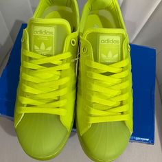 Brand New With Box. Trendy Green Closed Toe Sneakers, Adidas Green Sneakers With Breathable Toe, Adidas Green Sneakers With Perforated Toe Box, Modern Green Adidas Sneakers, Green Sporty Closed Toe Sneakers, Adidas Classic Shoes, Green And White Dress, Adidas Shoes Women, Adidas Original