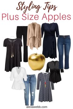 Styling Tips for Plus Size Apple Shapes - Alexa Webb Apple Shape Outfits Plus Size, Apple Body Shape Fashion, Apple Body Shape Outfits, Apple Shape Fashion, Apple Shape Outfits, Dresses For Apple Shape, Apple Body Shapes, Apple Shape