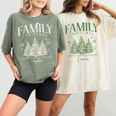 Family Christmas 2024 Group Shirt Personalized, Matching Family Christmas Shirts, Family Christmas Making Memories Together, Cutsom Shitr NOTE: If you choose "size" as the "Comfort" shirt, you choose the color with the word "CC1717" in front of the color you want. Similarly, if you choose "size" as the "Gildan" shirt, you choose the color with the word "Gildan" is in front of the color you want. 📌📌Brands - Comfort Color Tee: Comfort Color 1717 - Gildan TShirt: Gildan 5000 - Gildan Sweatshirt: Gildan 18000 - Gildan  Hoodi: Gildan 18500 *NOTES* There are no refunds or exchanges because each shirt is custom made to your requirements. If you have any problems with your order or your shirt, please message us directly. *Care Instructions* 📌 Wash items inside out in cold water, 📌 Do not bleac Holiday Family Shirt Ideas, We Are Family Christmas Shirts, Matching Family Sweatshirts, Family Christmas Tops With Graphic Print, Family Christmas Graphic Print Top, Family Graphic Print Top For Christmas, Relaxed Fit Christmas Holiday Tops, Casual Christmas Family Tops, Casual Christmas Tops For Family