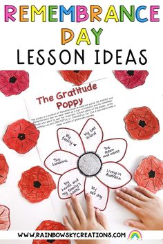 remembrance day lesson for kids with poppy paper flowers