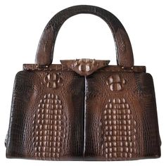 1stdibs Vintage Crocodile Top Handle Bag, Multiple Business Brown Crocodile Pattern Bag, Classic Crocodile Pattern Satchel, Brown Crocodile Pattern Satchel For Business, Brown Crocodile Pattern Shoulder Bag For Business, Classic Brown Bag With Crocodile Pattern, Classic Brown Crocodile Pattern Shoulder Bag, Luxury Brown Crocodile Pattern Bag, Brown Crocodile Pattern Satchel For Office, Elegant Brown Crocodile Pattern Bag