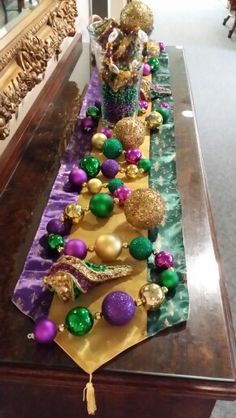 a table with some decorations on top of it