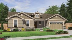 this is an artist's rendering of the front elevation of a craftsman - style home