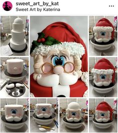 a collage of photos with santa clause and other items in the same photo,