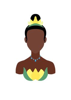 a woman with a tiara and necklace in front of a white background that says,