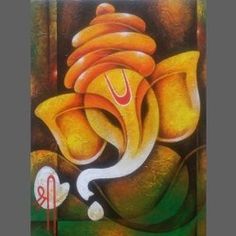 an artistic painting on canvas depicting a yellow flower with the letter u in red and white