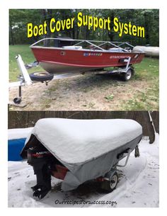 the boat cover is being used to protect it from snow