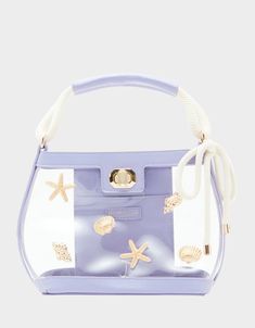 SEAS THE DAY BUCKET BAG LILAC - HANDBAGS - Betsey Johnson Luxury Beach Bucket Bag With Detachable Handle, Luxury Summer Bucket-shaped Bag, Purple Bucket Beach Bag, Luxury Blue Bucket Bag With Detachable Handle, Eco-friendly Beach Satchel Bucket Bag, Satchel Backpack, Shoes Sandals Heels, Crossbody Clutch, Clear Bags