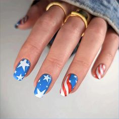 #nails #summernails #prettynails #nailart #naildesign #pinknails #acrylicnails #longnails #frenchtips #frenchnails #chromenails #chrome Creative Nail Ideas, Star Nail Designs, Patriotic Nails, Press On Nails Medium, Art Nail Designs, 4th Of July Nails, Short Square Nails, Nail Polish Trends