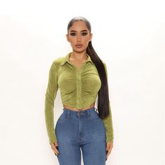 Green Velvet Like Material Cropped Button Down Fashion Nova Top Called “ City Sleek” New With Tags! Trendy Buttoned Top For Night Out, Trendy Buttons Top For Night Out, Trendy Tops For Night Out With Buttons, Green Stretch Tops With Button Closure, Trendy Button-up Tops For Night Out, Trendy Fitted Blouse With Button Closure, Stretch Tops With Button Closure For Party, Stretch Top With Button Closure For Party, Trendy Blouse With Buttons For Night Out