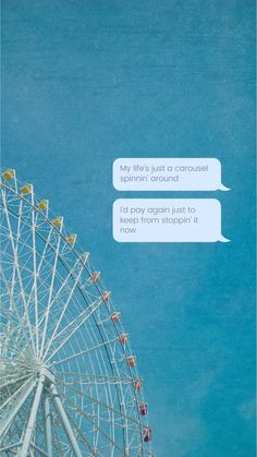 a ferris wheel with an empty speech bubble above it that says, my life is just a carousel spinner around for people to keep from stopping it now