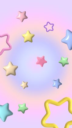 several stars are arranged in the shape of a circle on a pink and blue background