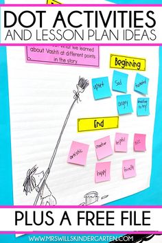 a poster with the words dot activities and lesson plan ideas on it, plus a free file