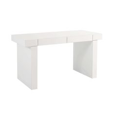 a white desk with two drawers on the top and one drawer at the bottom, in front of a white background