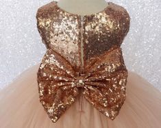 Rose Gold Sequin Bow Flower Girl Wedding Birthday Pageant | Etsy Princess Style Sleeveless Bridesmaid Dress For Wedding, Elegant Sleeveless Gold Princess Dress, Princess Sleeveless Bridesmaid Dress For Party, Princess Style Sleeveless Bridesmaid Dress For Party, Sleeveless Princess Style Bridesmaid Dress For Party, Gold Sequined Princess Dress For Wedding, Gold Sleeveless Princess Dress For Wedding, Sleeveless Gold Princess Dress For Wedding, Elegant Gold Sleeveless Princess Dress