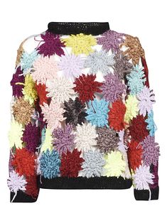 Hand made crochet flowers sweater Size Info STANDARD Color Detail MultiColour Made In Italia Material Main Material: 100% Upcycled Yarns Season One Fall-Winter Season Two Fall-Winter Product sweaters Brand Cavia Size And Fit This piece fits true to size. We recommend you get your regular sizeModel is 1,75m / 5ft 8in wearing size S Flower Jumper, Flower Sweater, Trench Dress, Balenciaga Sneakers, Latest Fashion Design, Crossbody Tote Bag, Cape Coat, Sweater Brands, Crochet Flower