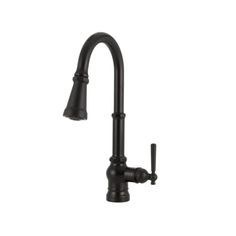 a black faucet on a white background