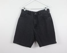 Made by Wrangler Size 36 listed, but fits smaller Waist - 32 inches Inseam - 8 inches Hips - 44 inches Rise - 12.5 inches 100% cotton Great condition!   cai32 90s Black Shorts With Pockets, Black 90s Shorts With Pockets, Smaller Waist, Y2k Black, Small Waist, Black Denim Shorts, Shorts With Pockets, Mens Denim, Black Shorts