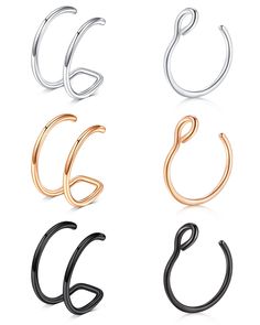 PRICES MAY VARY. Package including -- One order includes 6pcs fake nose ring hoop in different styles, affordable Set, more choices for everyday wear Material -- High Qaulity Surgical Stainless Steel Size -- These fake nose rings for women are clip on style, you can adjustable the size as you need, convenient for daliy using (especial for people without nose piercing hole) Using -- Can be used as fake nose rings, fake nose ring hoop, clip on nose ring, fake lip piercing, fake cartilage earring, Diy Nose Ring Hoop Fake Piercing, Fake Nose Rings Diamond, Fake Nose Piercing Magnet, Nose Piercing Fake Hoop, Magnetic Nose Ring, Magnetic Septum, Fake Pirsings Nose, Fake Nose Piercing, Fake Lips