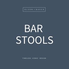 the bar stools logo is shown on a dark blue background with white lettering that reads,