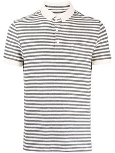 cream white/navy blue cotton stripe print polo collar front button placket short sleeves straight hem Striped Collared Polo Shirt For Summer, Summer Striped Collared Polo Shirt, Summer Collared Polo Shirt With Horizontal Stripes, Summer Striped Polo Shirt, Summer Polo Shirt With Horizontal Stripes, Classic Striped Polo Shirt With Collared Neckline, Classic Striped Collared Polo Shirt, Summer Horizontal Stripe Polo Shirt, Summer Short Sleeve Horizontal Stripe Polo Shirt