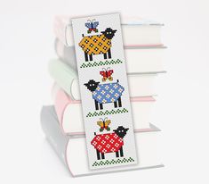 cross stitch bookmark pattern, modern cross stitch pattern bookmark Farmhouse Cross Stitch, Sheep Embroidery, Sheep Cross Stitch, Sampler Embroidery, Bookmark Cross Stitch Pattern, Stitch Types, Bookmark Cross Stitch, Cross Stitch Cute, Cross Stitch Bookmark