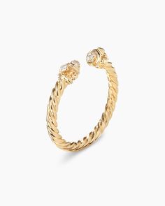 David Yurman | Renaissance Ring in 18K Yellow Gold with Diamonds, 2.3mm Chunky Gold Jewelry, Gold Pinky Ring, David Yurman Ring, Cable Bracelets, Jewelry Lookbook, Rare Gemstones, Color Ring, Dream Jewelry, Dainty Jewelry