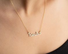 *  Customizable Nameplate - Get your own unique nameplate necklace crafted from 14K solid gold! Perfect gift for her, this piece will be a timeless accessory for your loved ones. Wear your name with pride! *  Adjustable Length - Customize your 14K solid gold name necklace to the perfect length! Perfect summer jewelry to show off your style. *  Free shipping - Get your stunning gold name necklaces with free shipping! Shop now and don't miss this amazing deal! *  Gold Namplate - Upgrade your wardrobe with this personalized 14K gold nameplate necklace! Perfect for any special occasion, an ideal gift for the special woman in your life. Show her you care with a personalized piece of jewelry that lasts a lifetime. #GiftsForWoman *  Gold solid - 14K Solid Gold Name Necklace - the perfect blend of Anniversary Nameplate Name Necklace With Hallmarks, Gold Name Necklace For Birthday, Customized 14k Gold Name Necklace For Birthday, Custom Yellow Gold Name Necklace For Birthday, 14k Gold Nameplate Necklace For Birthday, Engraved 14k Gold Name Necklace For Birthday, Custom Name Yellow Gold Necklace For Birthday, Custom Nameplate Necklace For Birthday Gift, Custom Nameplate Necklace For Birthday