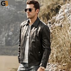 The leather jacket is the perfect casual wear. You can wear it on motorcycle rides or to keep you warm in winter. The attractive color adds to your casual look. With a polyester lining material, the jacket features an inspiring pattern. Crafted out of a tough material, the zipper closure jackets are long-lasting and durable.

Specifications
Brand Name: GeraldBlack
Material: Sheepskin
Collar: Turn-down Collar
Detachable Part: NONE
Clothing Length: REGULAR
Lining Material: Polyester
Hooded: No
Mod Adventurous Men, Motorcycle Rides, Black Biker Jacket, On Motorcycle, Motorcycle Jacket Mens, Riding Motorcycle, Genuine Leather Jackets, Leather Motorcycle Jacket, Biker Jacket